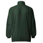 Back view of unisex forest green windbreaker with no logo by The Naughty Angler™
